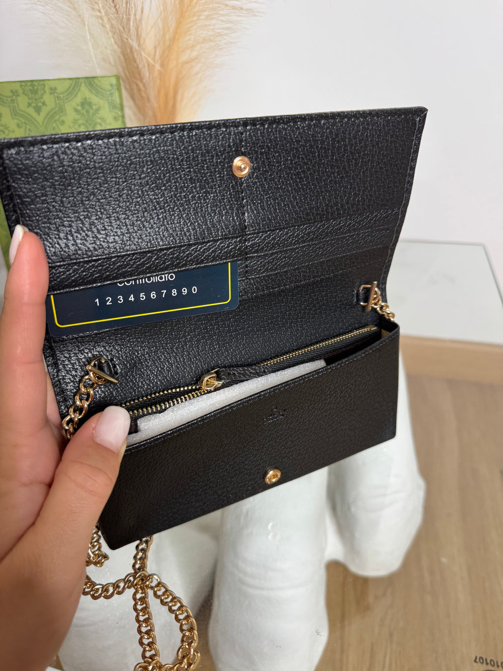 Portafoglio con tracolla denim