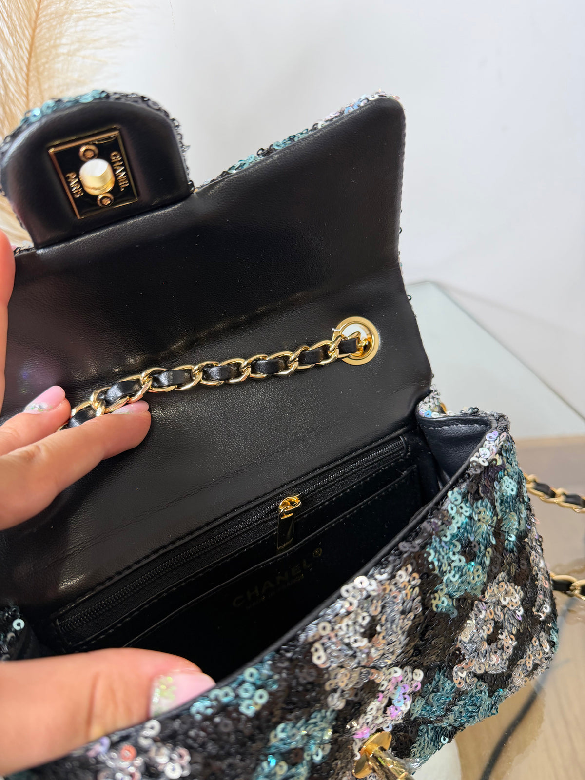 Borsa flower black 20cm