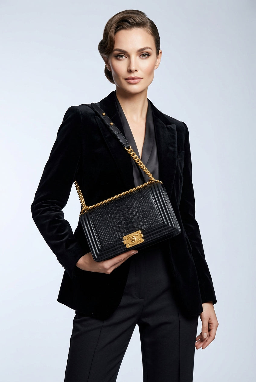 Borsa piton black 25cm
