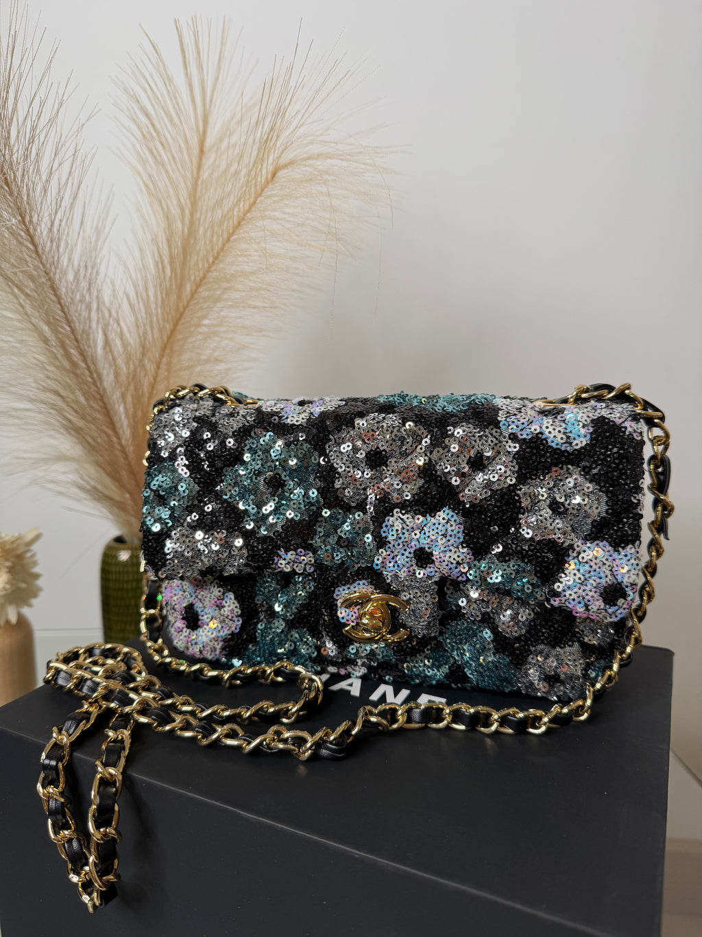 Borsa flower black 20cm