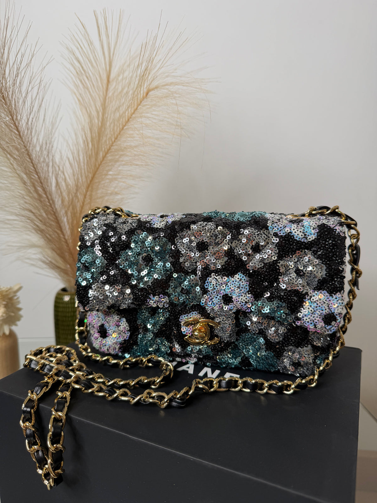 Borsa flower black 20cm